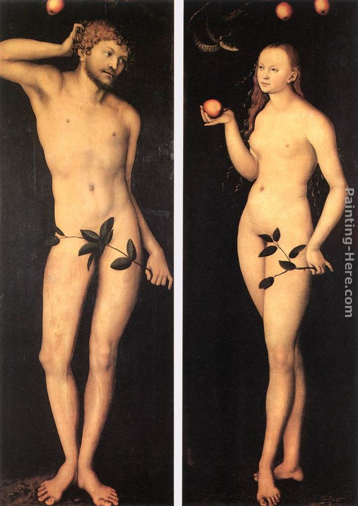 Adam and Eve painting - Lucas Cranach the Elder Adam and Eve art painting